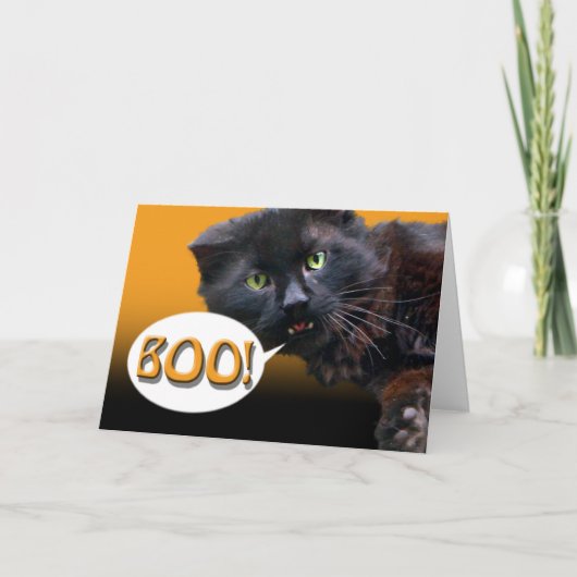 Halloween-Karten-schwarze Katze sagt Boo! löschen Karte (Vorderseite)
