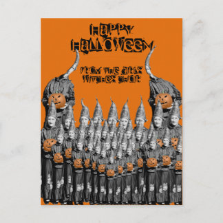 HALLOWEEN-KARTENMÄDCHEN HEXENCHOR 1930ER JAHRE FOT POSTKARTE