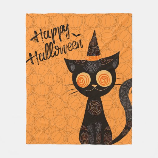 Halloween/Katz/Kürbis/Herbst Fleecedecke (Vorderseite)