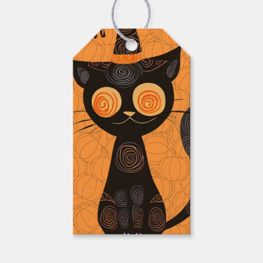 Halloween/Katz/Kürbis/Herbst Geschenkanhänger (Vorderseite)