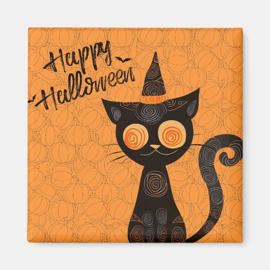 Halloween/Katz/Kürbis/Herbst Magnet (Vorne)