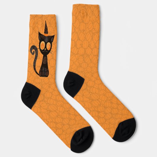 Halloween/Katz/Kürbis/Herbst Socken (Rechts)