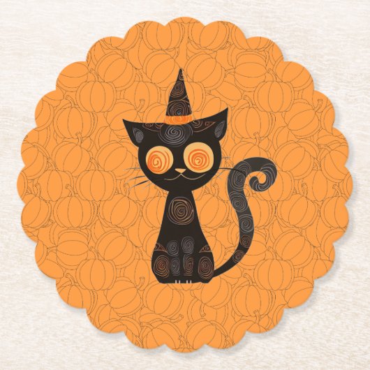 Halloween/Katz/Kürbis/Herbst Untersetzer (Vorderseite)