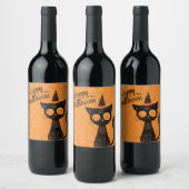 Halloween/Katz/Kürbis/Herbst Weinetikett (Flaschen)