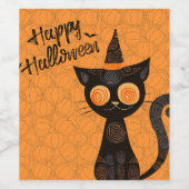 Halloween/Katz/Kürbis/Herbst Weinetikett (Einzelnes Label)