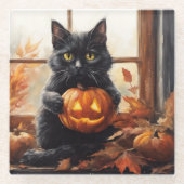 Halloween Kätzchen Glasuntersetzer (Vorderseite)