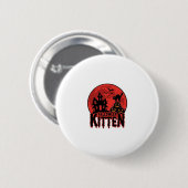 Halloween-Kätzchen Spukhaus Katze Grafik_1 Button (Vorne & Hinten)