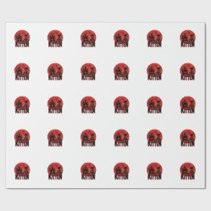 Halloween-Kätzchen Spukhaus Katze Grafik_1 Geschenkpapier