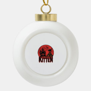 Halloween-Kätzchen Spukhaus Katze Grafik_1 Keramik Kugel-Ornament