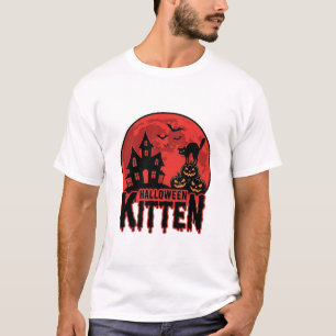 Halloween-Kätzchen Spukhaus Katze Grafik_1 T-Shirt