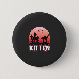 Halloween-Kätzchen Spukhaus Katzen Design_1 Button