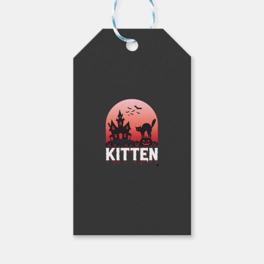 Halloween-Kätzchen Spukhaus Katzen Design_1 Geschenkanhänger (Vorderseite)