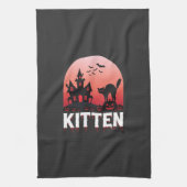 Halloween-Kätzchen Spukhaus Katzen-Design_1 Geschirrtuch (Vertikal)