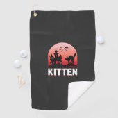 Halloween-Kätzchen Spukhaus Katzen Design_1 Golfhandtuch (Insitu)