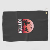 Halloween-Kätzchen Spukhaus Katzen Design_1 Golfhandtuch (Horizontal)