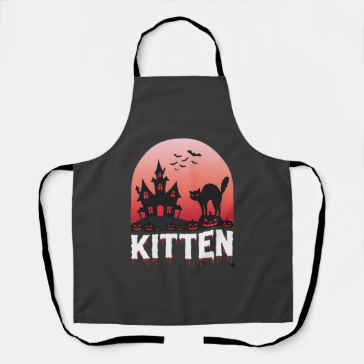 Halloween-Kätzchen Spukhaus Katzen-Design_1 Schürze (Vorderseite)