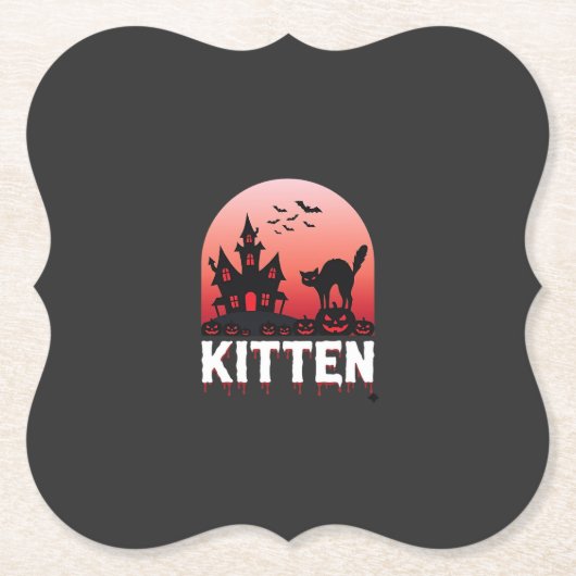 Halloween-Kätzchen Spukhaus Katzen Design_1 Untersetzer (Vorderseite)