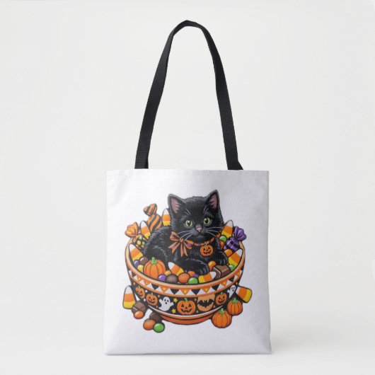 Halloween-Kätzchen-Tragetasche Tasche (Vorderseite)