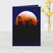 Halloween-Kätzchen und Halloween-Mond-Karte Karte (Gelbe Blume)