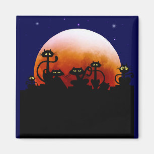 Halloween-Kätzchen und Halloween-Mond-Magnet Magnet