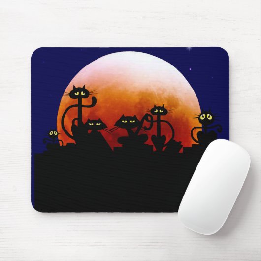 Halloween-Kätzchen und Halloween-Mond Mousepad (Mit Mouse)