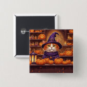 Halloween-Katze #10 Knopf Button (Vorne & Hinten)