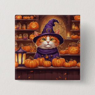 Halloween-Katze #10 Knopf Button