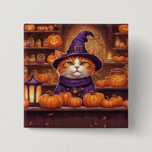 Halloween-Katze #10 Knopf Button (Vorderseite)