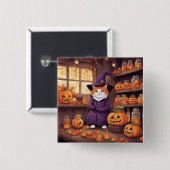 Halloween-Katze #2 Knopf Button (Vorne & Hinten)