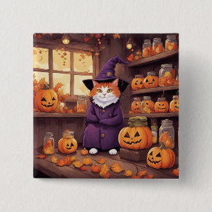 Halloween-Katze #2 Knopf Button