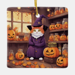 Halloween-Katze #2-Ornament Keramikornament