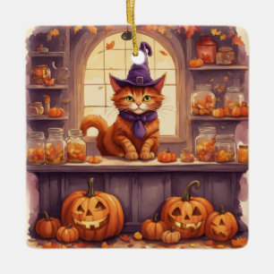 Halloween-Katze #3-Ornament Keramikornament