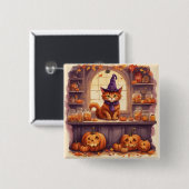 Halloween-Katze #3-Taste Button (Vorne & Hinten)