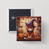 Halloween-Katze #4-Taste Button (Vorne & Hinten)