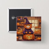 Halloween-Katze #6-Taste Button (Vorne & Hinten)