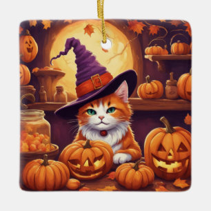 Halloween-Katze #7-Ornament Keramikornament