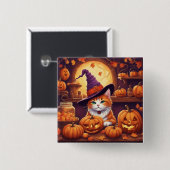 Halloween-Katze #7-Taste Button (Vorne & Hinten)