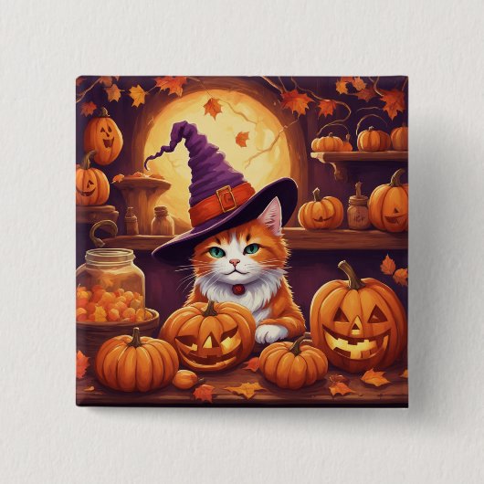 Halloween-Katze #7-Taste Button (Vorderseite)