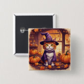 Halloween-Katze #8 Knopf Button (Vorne & Hinten)