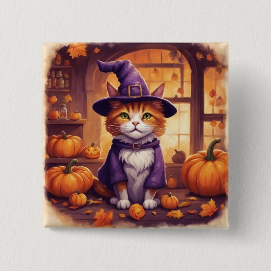 Halloween-Katze #8 Knopf Button (Vorderseite)