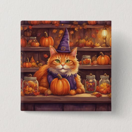 Halloween-Katze #9 Knopf Button (Vorderseite)