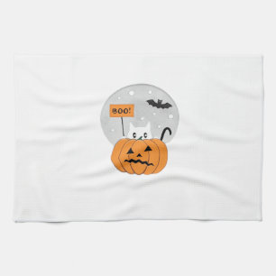 Halloween-Katze-Buh-Illustration Klassisches T-Shi Geschirrtuch