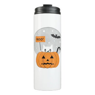 Halloween-Katze-Buh-Illustration Klassisches T-Shi Thermosbecher