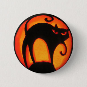 Halloween-Katze Button