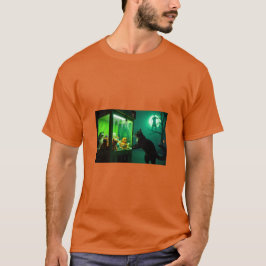 Halloween-Katze, die sich den T - Shirt eines Clas