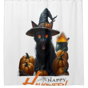 Halloween-Katze Duschvorhang