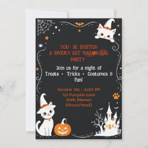 Halloween-Katze Einladungsrückseite Design   Süße  Einladung
