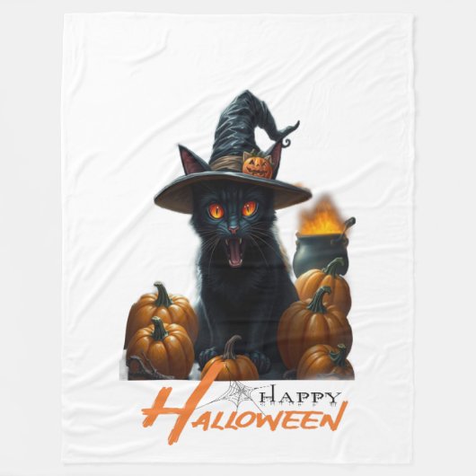 Halloween-Katze Fleecedecke (Vorderseite)