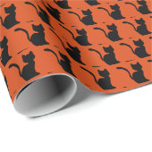 Halloween-Katze Geschenkpapier (Rolleneckpunkt)