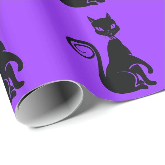 Halloween-Katze Geschenkpapier (Rolleneckpunkt)